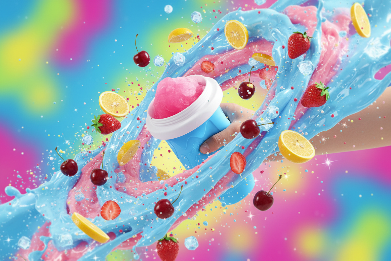 Slushy Cup frutas en movimiento
